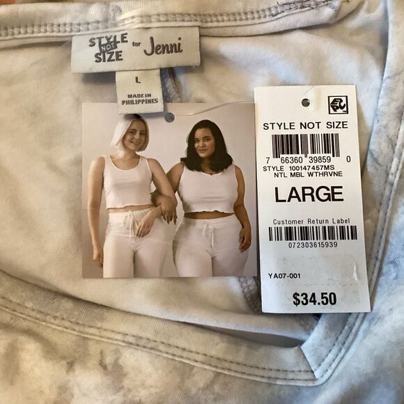 NWT. Jenni Brand Women’s Size L Short Sleeve PJ Top in Marled Grey Print - Picture 6 of 12